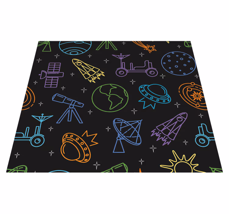Star vinyl rug with cosmic symbols - TenStickers