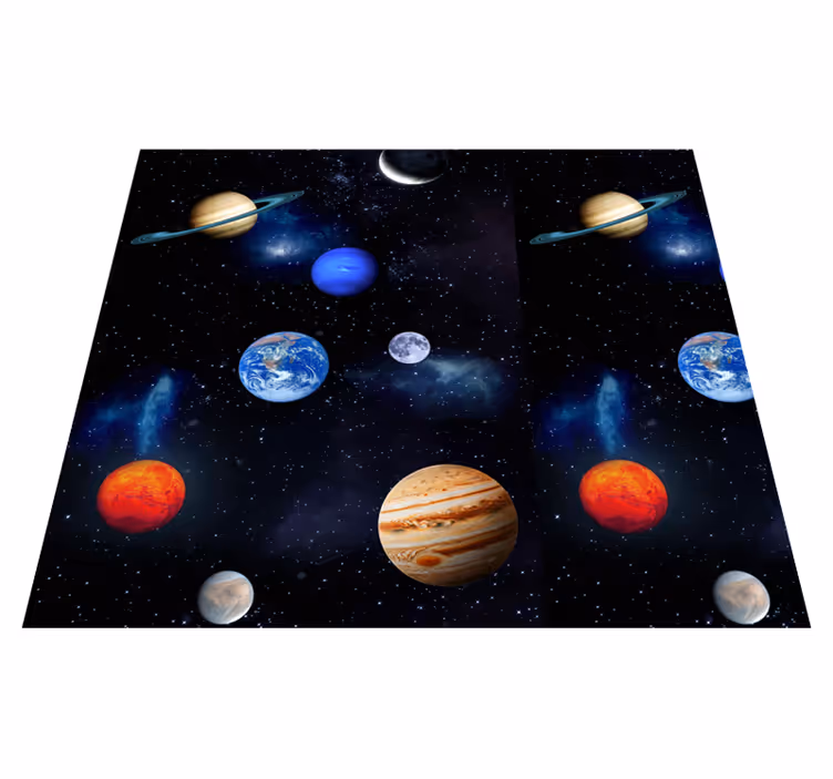Star vinyl rug cosmos space planets - TenStickers