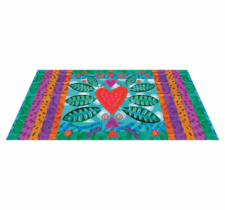 Living room vinyl rug in colorful red heart - TenStickers