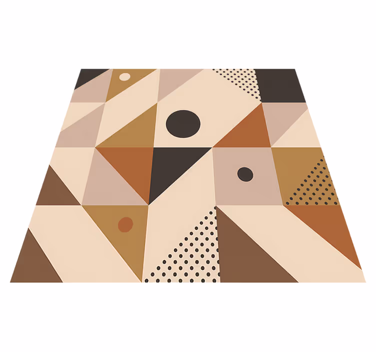 Geometric vinyl rug in brown patchwork - TenStickers