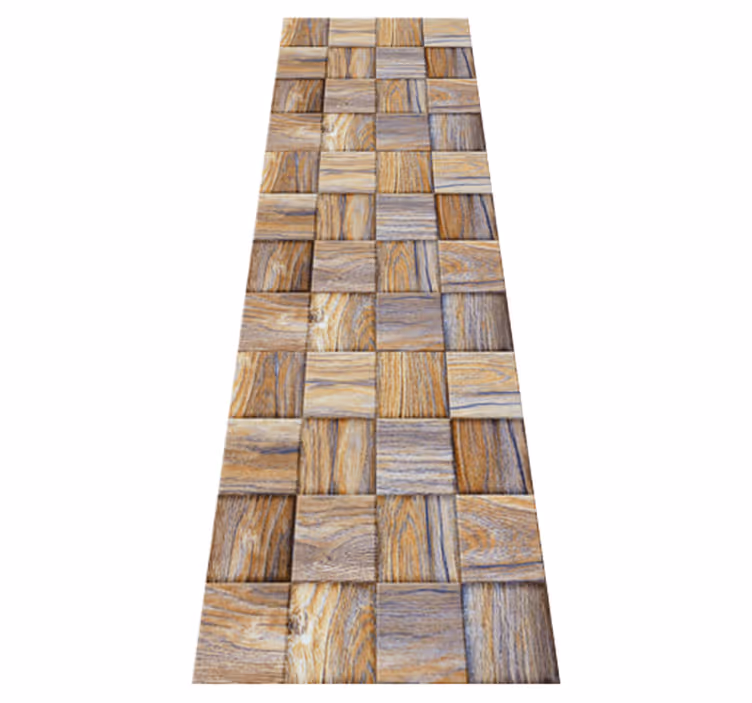 Geometric vinyl rug 80's wood look mosaic - TenStickers