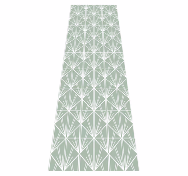 Geometric vinyl rug in modern green and white design - TenStickers