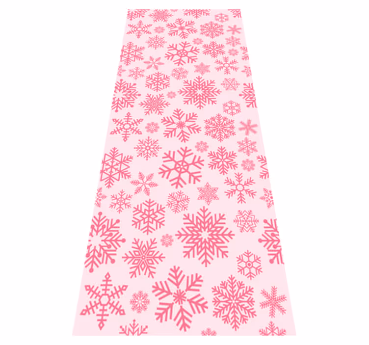 Christmas vinyl rug with pink snowflakes design - TenStickers