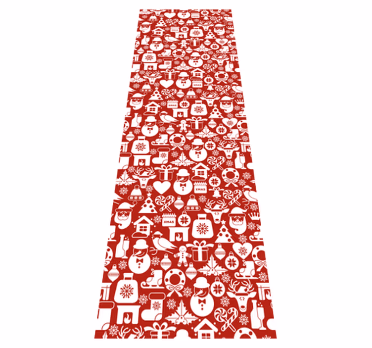 Christmas icons red background christmas vinyl rug - TenStickers