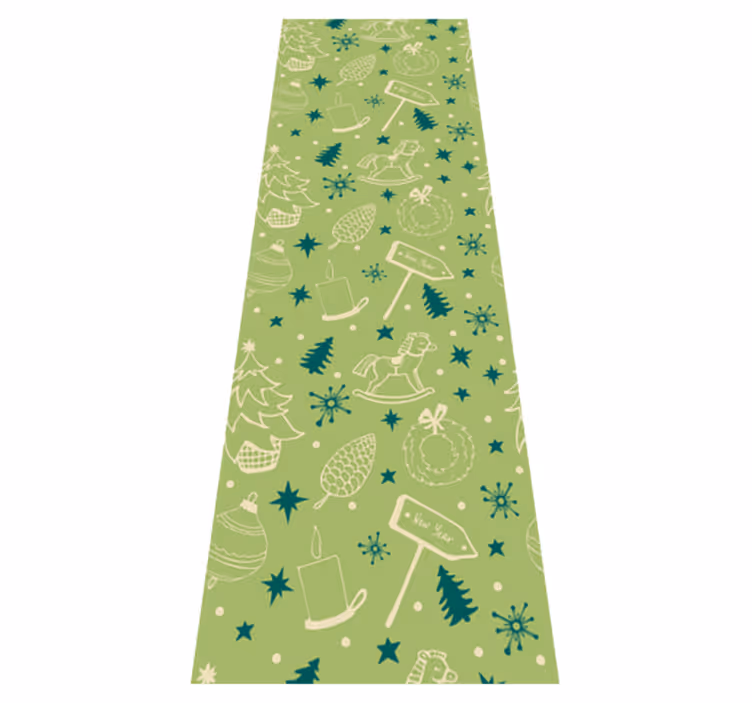 Christmas vinyl rug with festive green design - TenStickers