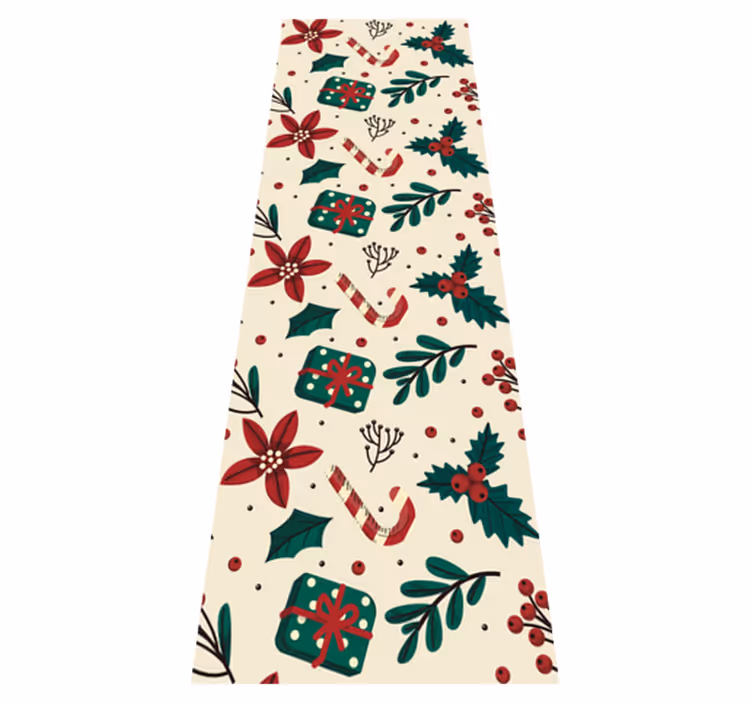 Christmas vinyl rug in green and red vintage design - TenStickers