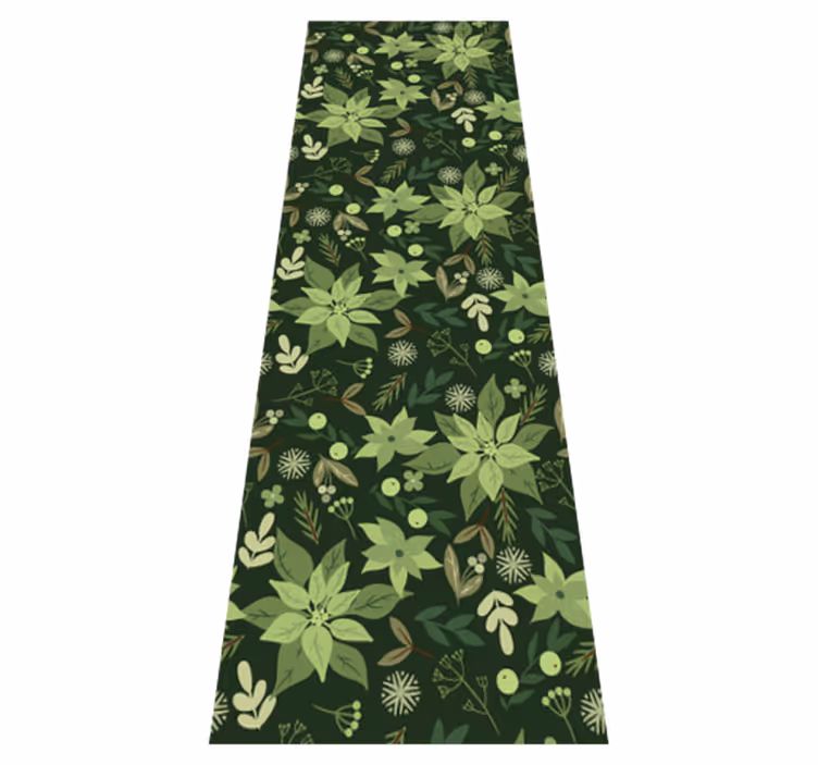 Christmas vinyl rug green floral decor - TenStickers