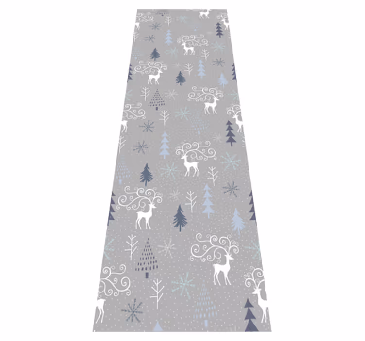Christmas vinyl rug with white reindeer and trees - TenStickers