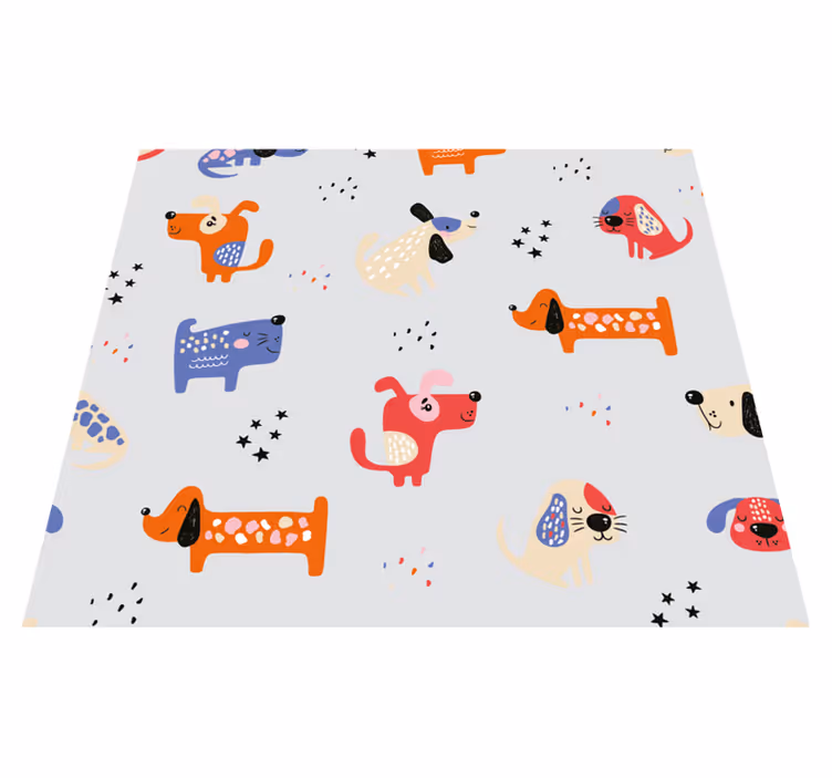 Bedroom vinyl rug with illustrated dogs - TenStickers