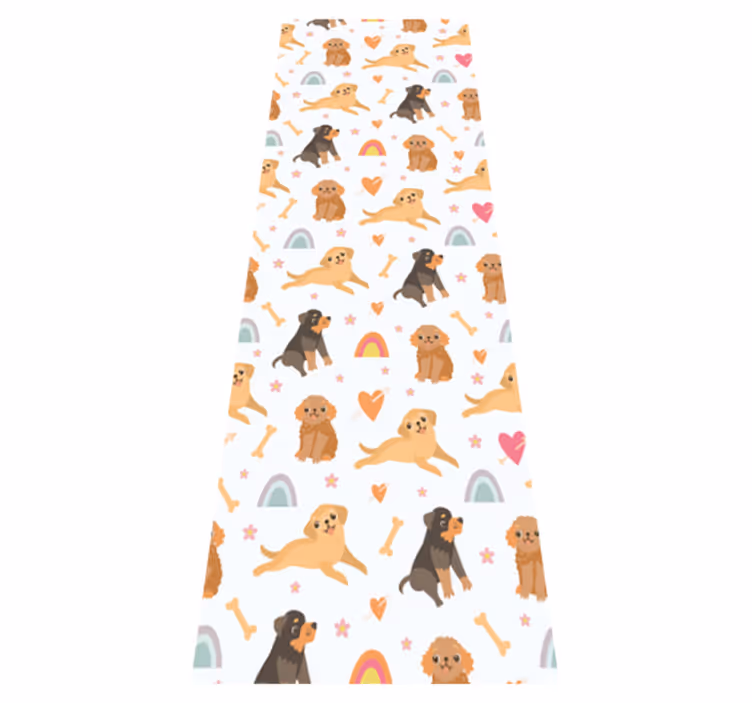 Cute dog and rainbow pattern bedroom vinyl rug - TenStickers
