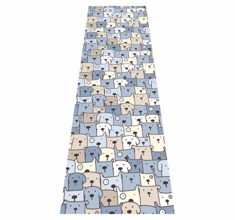 Bedroom vinyl rug with gray drawn dogs - TenStickers