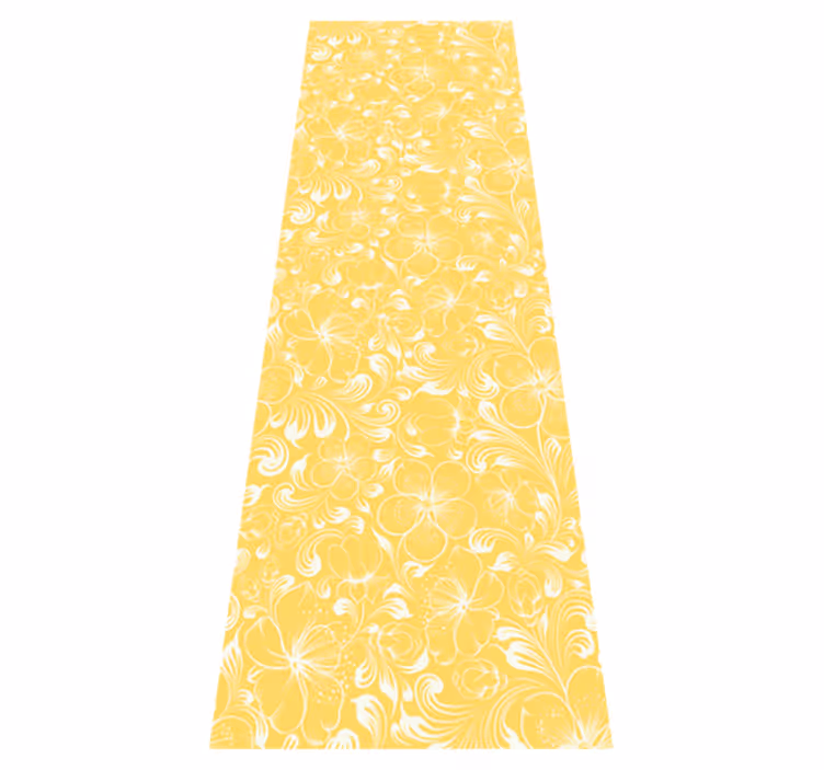 Yellow floral grandmillenial style bedroom vinyl rug - TenStickers