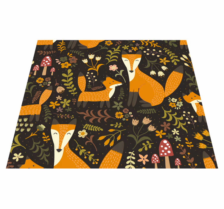 Vinyl rug featuring adorable foxes - TenStickers