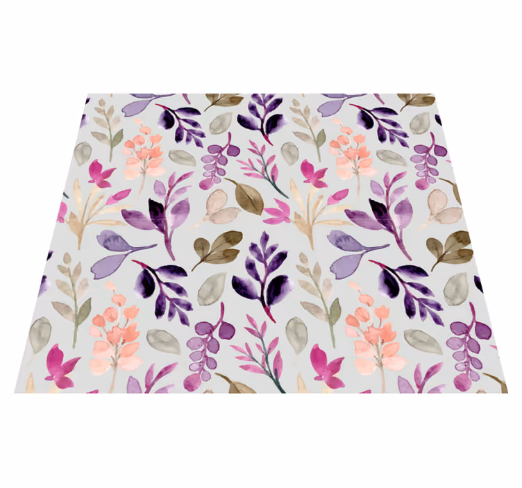 Floral soft colour bedroom vinyl rug - TenStickers