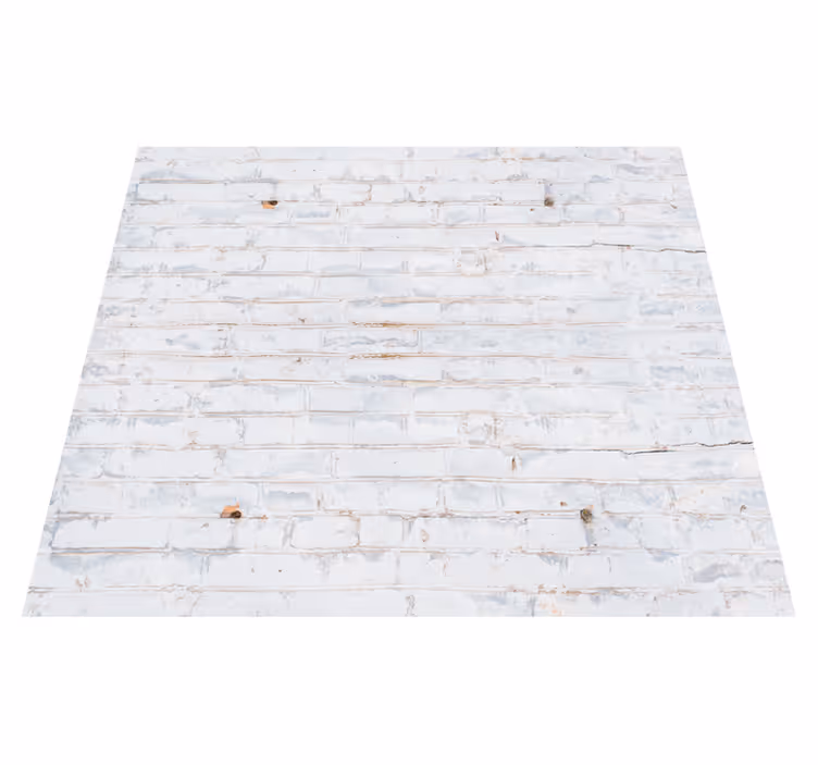 Bedroom vinyl rug with white brick worn paint pattern - TenStickers