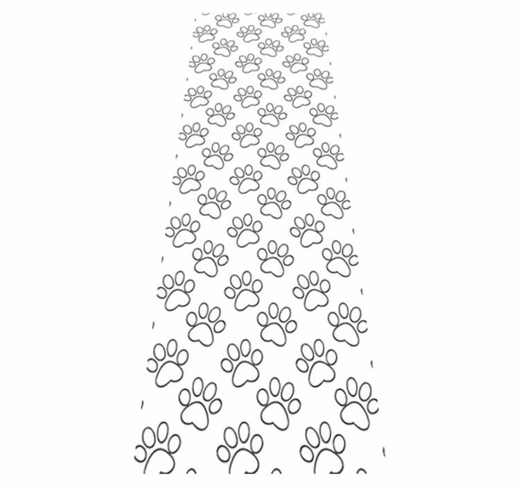 Bedroom vinyl rug with black and white cat paw prints - TenStickers