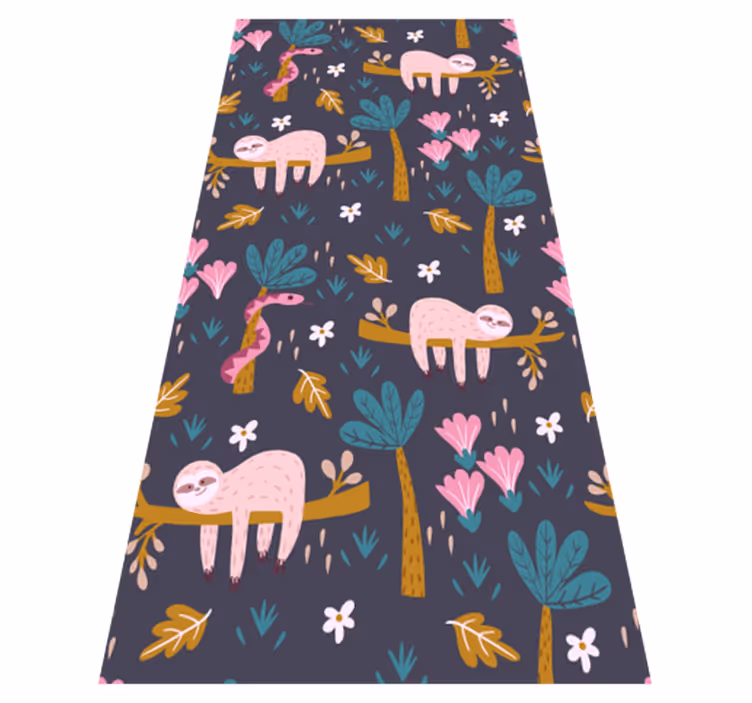 Bedroom vinyl rug sloth and leaves design - TenStickers