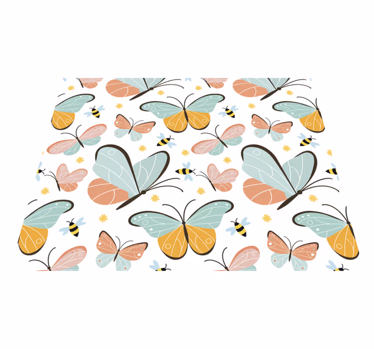 Bedroom vinyl rug with butterflies and bees - TenStickers