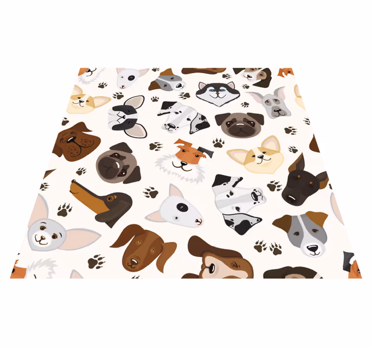 Bedroom vinyl rug with adorable puppy and dog design - TenStickers