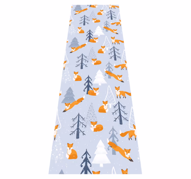 Cute fox winter forest bedroom vinyl rug - TenStickers