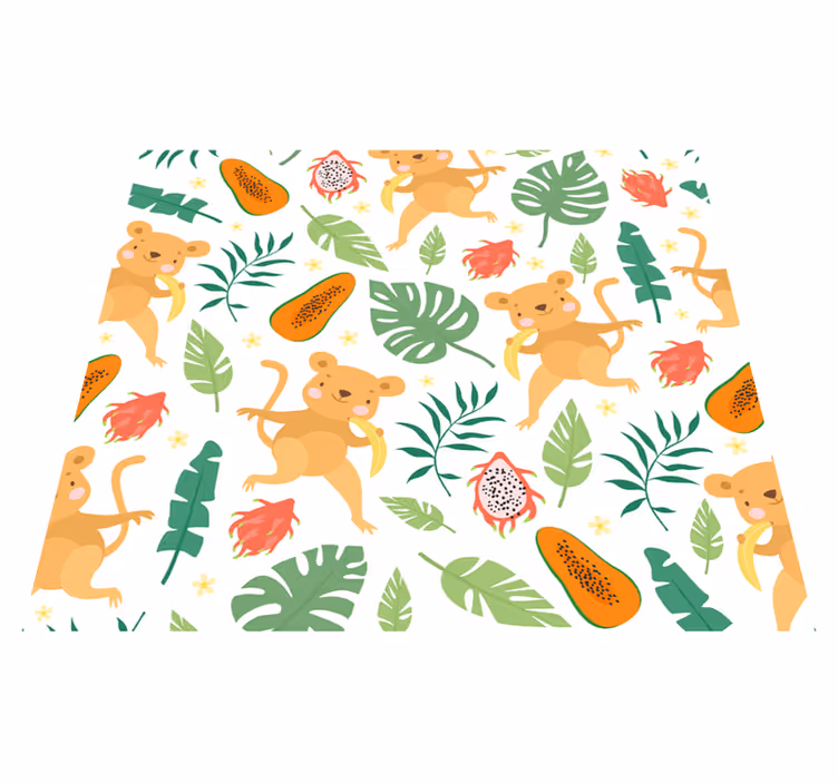Tropical monkey in branches bedroom vinyl rug - TenStickers