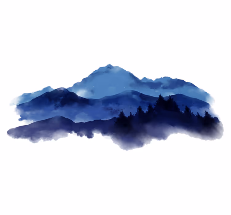 Nature vinyl rug with paper-cut mountains design - TenStickers