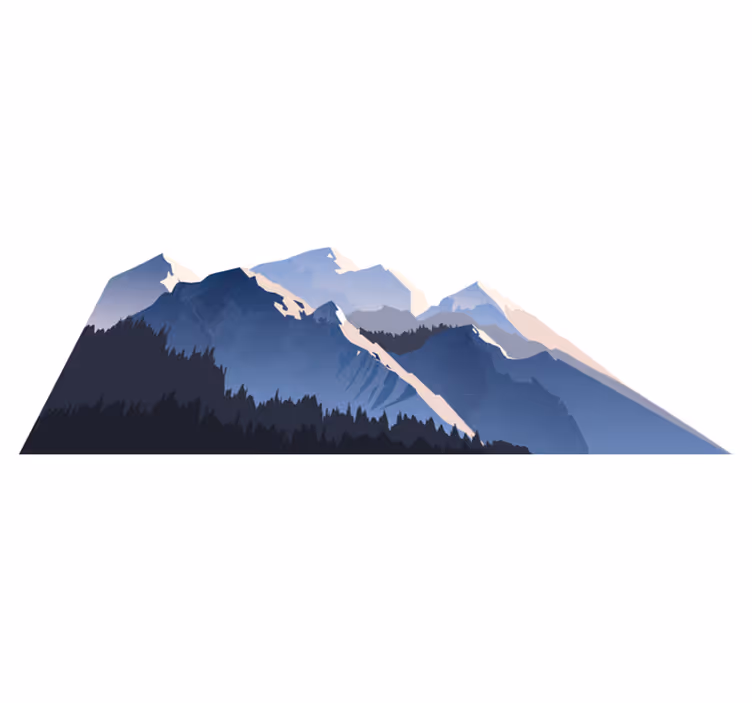 Nature vinyl rug in grey forest, mountains, and sun - TenStickers