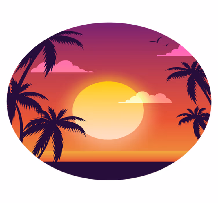Nature vinyl rug 70s sunset design - TenStickers
