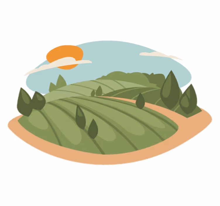Nature vinyl rug with fields illustration - TenStickers