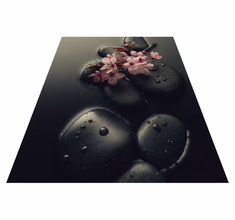 Nature vinyl rug for a zen stone bathroom ambiance - TenStickers