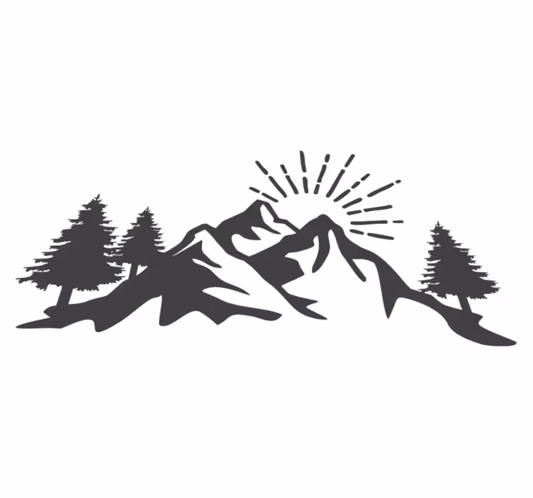 Nature vinyl rug sun mountain silhouette - TenStickers