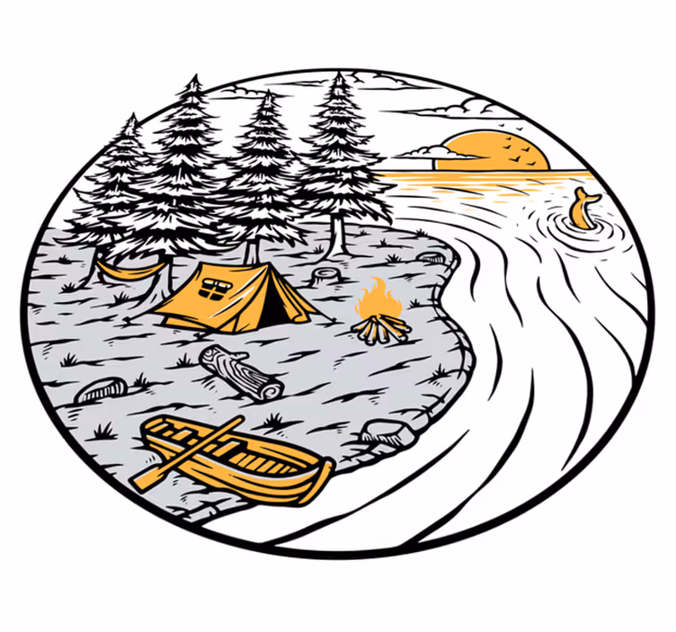 Nature vinyl rug with motorhome yellow scene - TenStickers