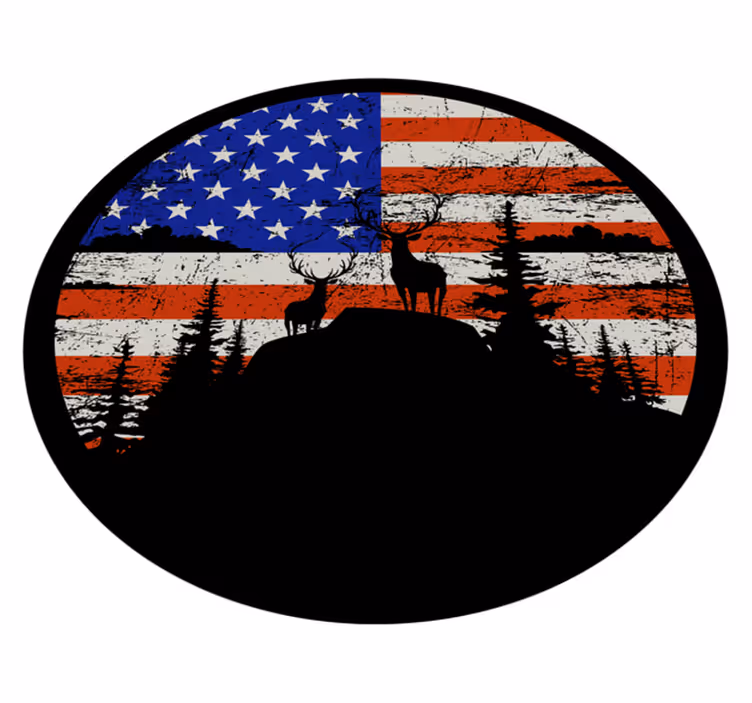 Nature vinyl rug american flag mountain outline - TenStickers