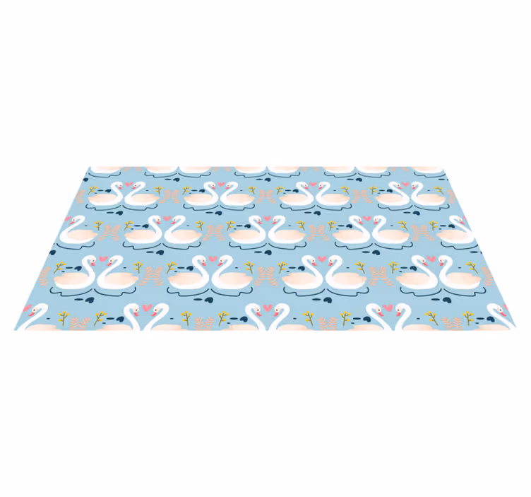 Nature vinyl rug swans in love design on blue - TenStickers