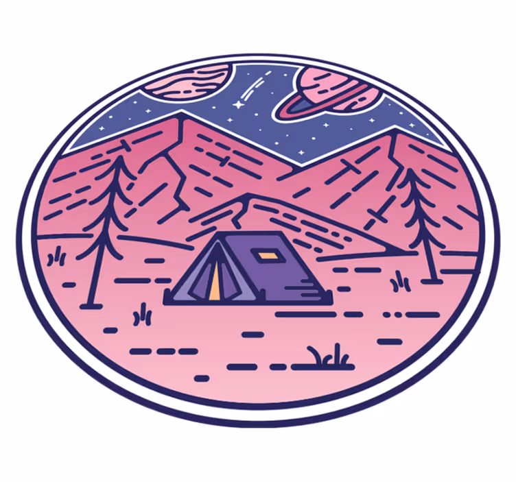 Nature vinyl rug camping adventure scene - TenStickers