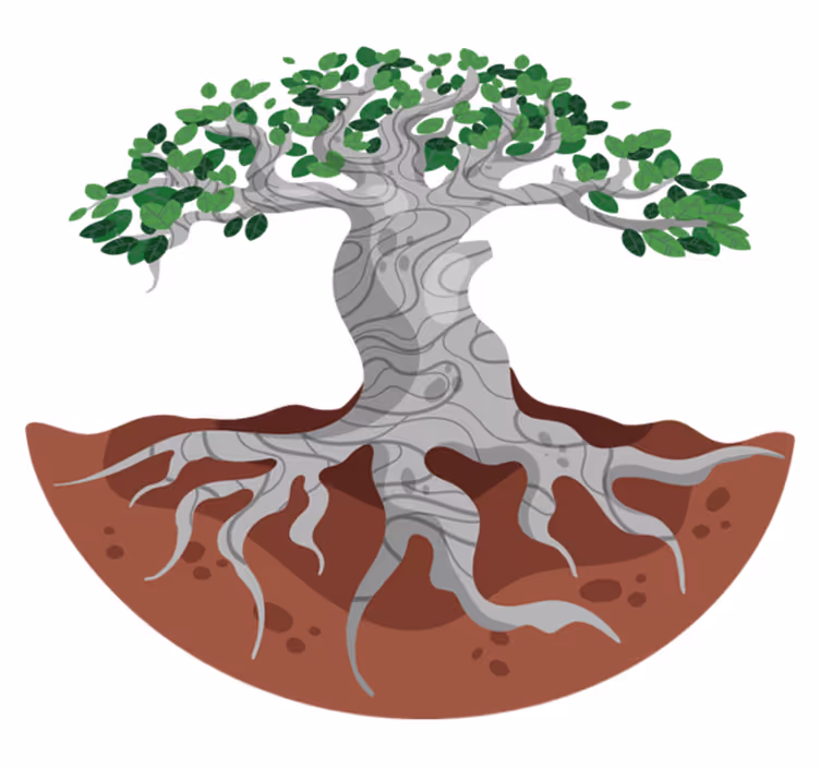 Nature vinyl rug with artistic tree roots - TenStickers