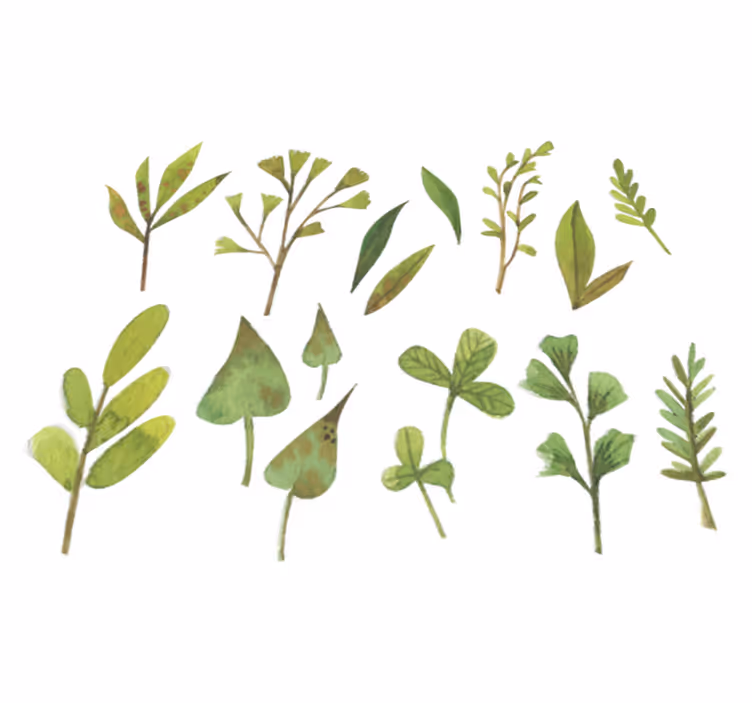 Aquarella small leaves flower vinyl rug - TenStickers