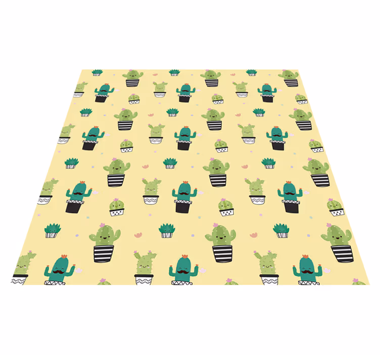 Flower vinyl rug cactus sketch pattern - TenStickers