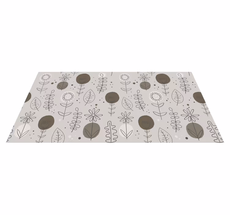 Flower vinyl rug in earthy natural colors - TenStickers