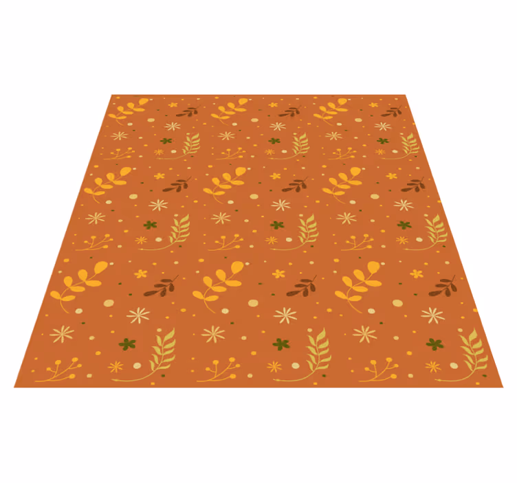 Flower vinyl rug with orange leaf tones design - TenStickers