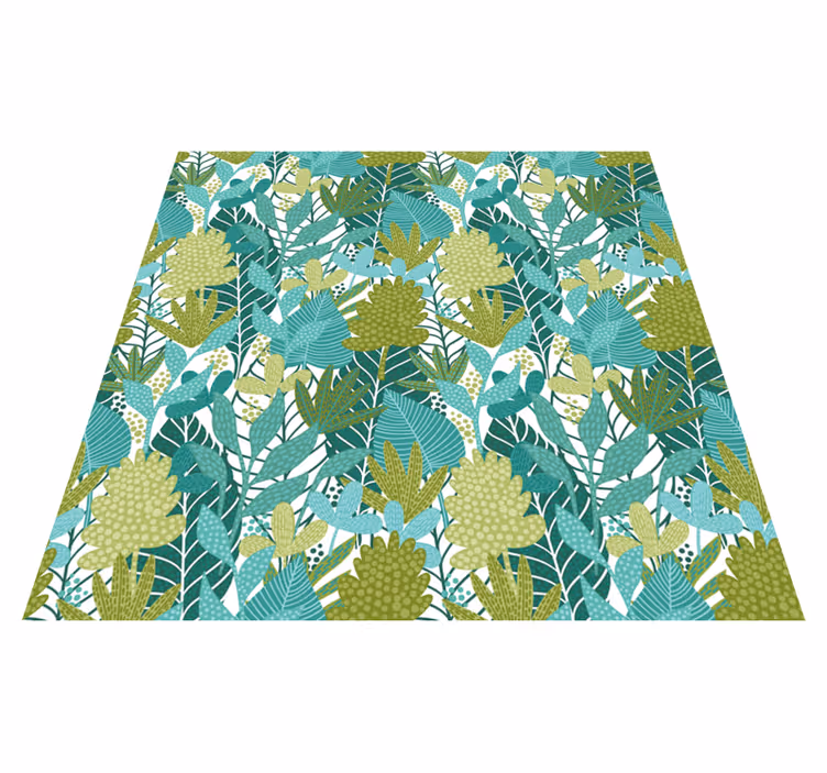 Flower vinyl rug tropical boho leaves pattern - TenStickers