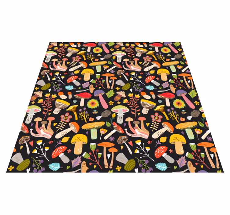 Flower vinyl rug with autumn mushroom design - TenStickers