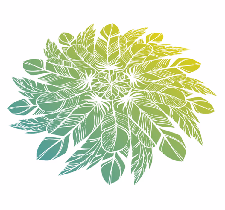 Flower vinyl rug with leafy circular design - TenStickers