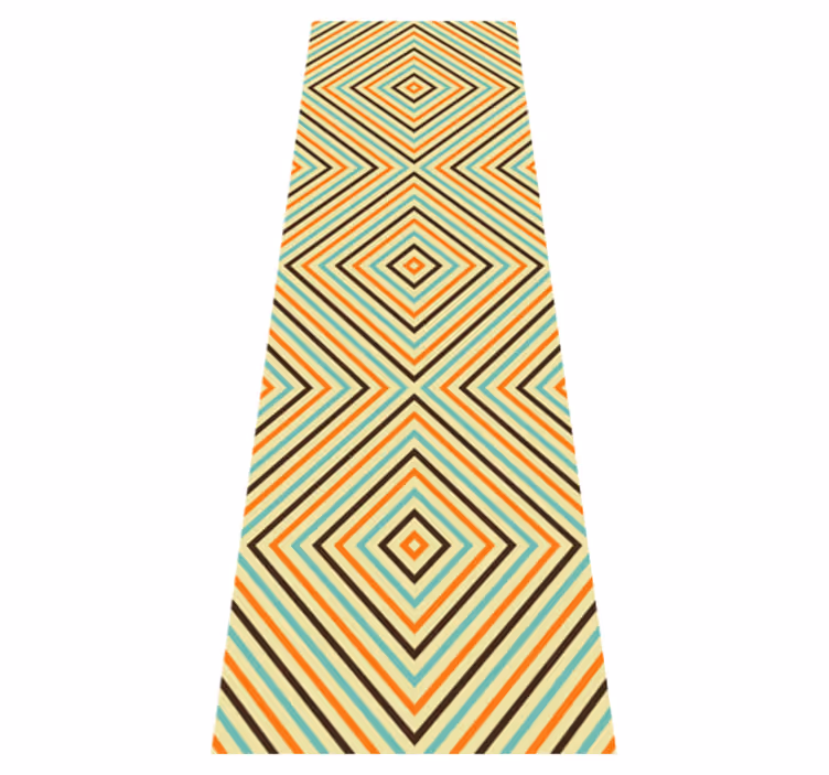 Bedroom vinyl rug with vintage orange and blue pattern - TenStickers