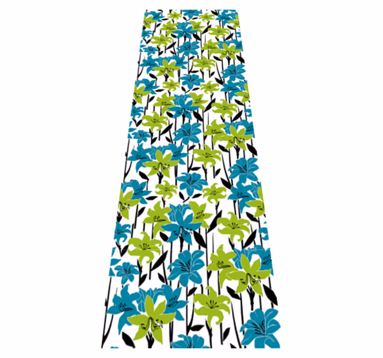 Bedroom vinyl rug with flower stencil pattern - TenStickers