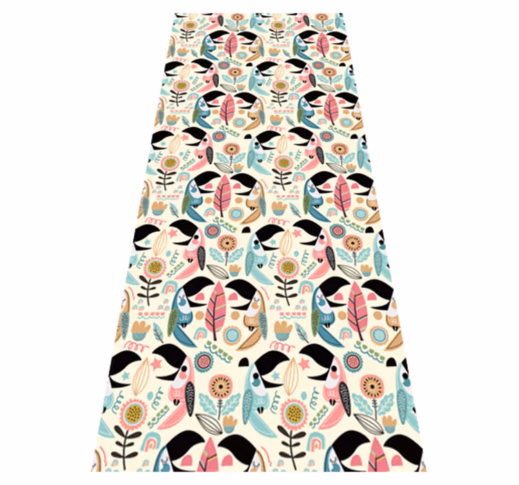 Bedroom vinyl rug in blue nordic pastel leaves - TenStickers