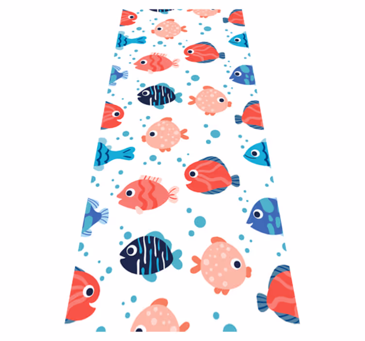 Bedroom vinyl rug with pink and blue fish design - TenStickers