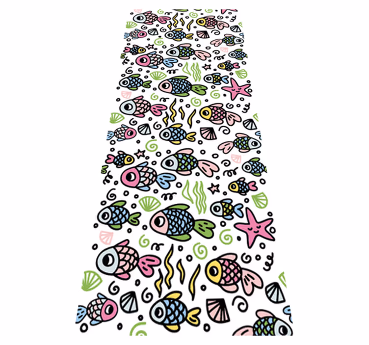Bedroom vinyl rug with multicolor fish pattern - TenStickers