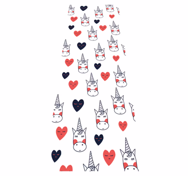 Bedroom vinyl rug with unicorns and hearts - TenStickers