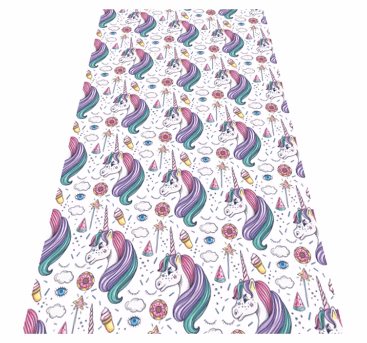 Bedroom vinyl rug with hand drawn unicorn design - TenStickers